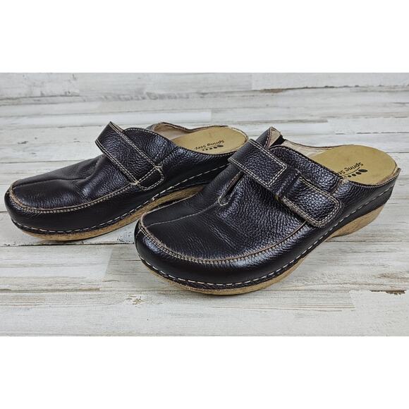 SPRING STEP Womens Shoes EU 39/US 7 Aphylla Mule Clogs Brown Leather Slip On - Picture 1 of 8